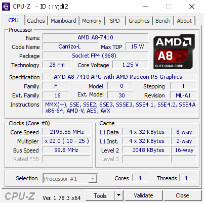 screenshot of CPU-Z validation for Dump [rvjdi2] - Submitted by  Anonymous  - 2017-02-18 21:08:24