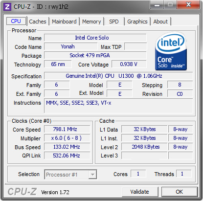 screenshot of CPU-Z validation for Dump [rwy1h2] - Submitted by  20120215-2043  - 2015-04-08 03:04:41