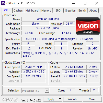 screenshot of CPU-Z validation for Dump [s1t7fy] - Submitted by  ATIKA-PC  - 2016-01-03 06:38:59