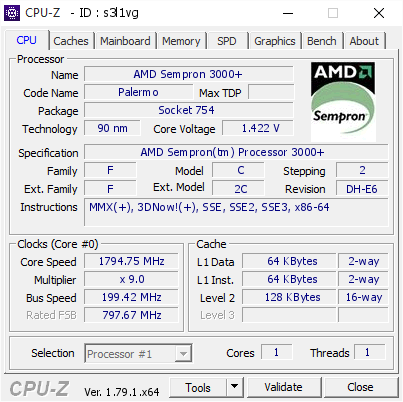 screenshot of CPU-Z validation for Dump [s3l1vg] - Submitted by  ИГОРЬ-ПК  - 2017-07-08 11:59:14