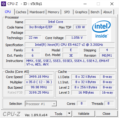 screenshot of CPU-Z validation for Dump [s5c8q1] - Submitted by  Anonymous  - 2019-07-05 15:18:47