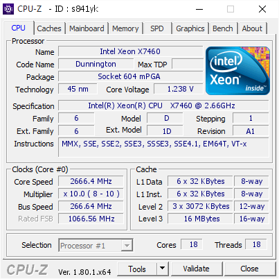 screenshot of CPU-Z validation for Dump [s841yk] - Submitted by  biolante  - 2017-09-19 20:40:33