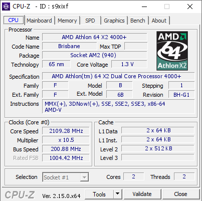 screenshot of CPU-Z validation for Dump [s9xixf] - Submitted by  JON  - 2025-05-16 22:09:00