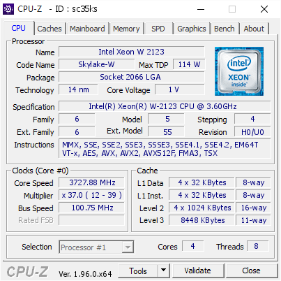 screenshot of CPU-Z validation for Dump [sc35ks] - Submitted by  Anonymous  - 2021-04-29 09:06:08