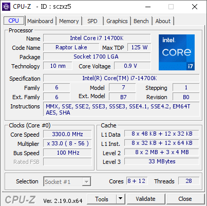 screenshot of CPU-Z validation for Dump [sczxz5] - Submitted by  CD-PC  - 2026-03-15 15:43:22