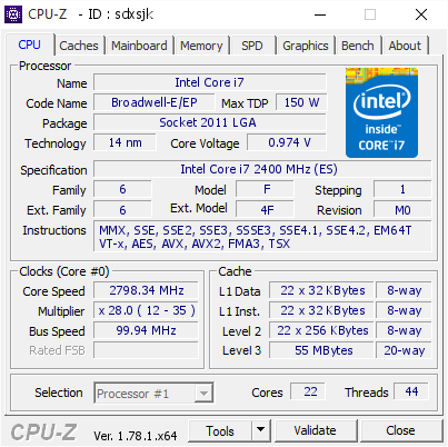 screenshot of CPU-Z validation for Dump [sdxsjk] - Submitted by  XEON-WORKSTATIO  - 2017-03-20 00:28:56
