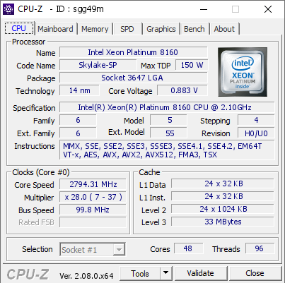 screenshot of CPU-Z validation for Dump [sgg49m] - Submitted by  Anonymous  - 2023-09-30 17:12:16