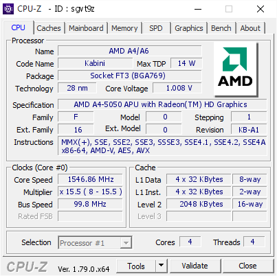 screenshot of CPU-Z validation for Dump [sgvt9z] - Submitted by  BERATER1  - 2017-04-24 15:00:53