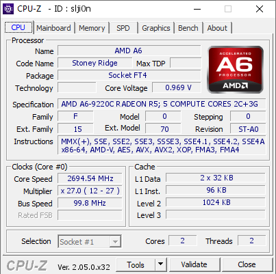 screenshot of CPU-Z validation for Dump [slji0n] - Submitted by  DESKTOP-GVU90QI  - 2023-06-04 13:04:53