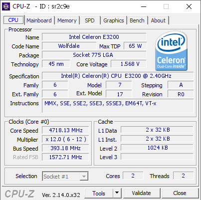 screenshot of CPU-Z validation for Dump [sr2c9e] - Submitted by  Wolt1X  - 2026-02-09 15:47:06