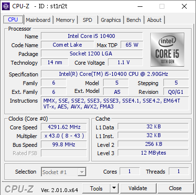 screenshot of CPU-Z validation for Dump [st1n2t] - Submitted by  forgetStyx  - 2022-05-11 21:47:42