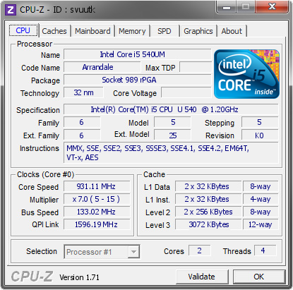 screenshot of CPU-Z validation for Dump [svuutk] - Submitted by  KVP-ÏÊ  - 2014-12-04 10:12:13