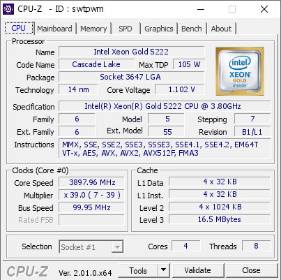 screenshot of CPU-Z validation for Dump [swtpwm] - Submitted by  AZ75IWCP1B333  - 2022-07-01 22:19:18