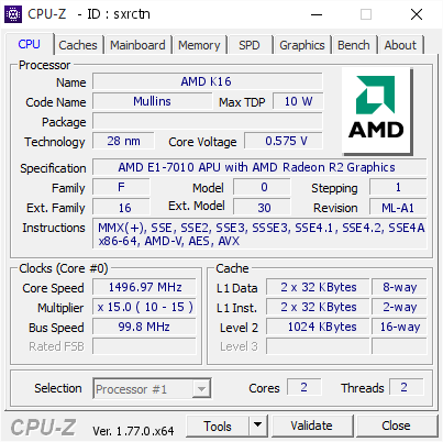 screenshot of CPU-Z validation for Dump [sxrctn] - Submitted by  Anonymous  - 2016-08-08 09:06:20