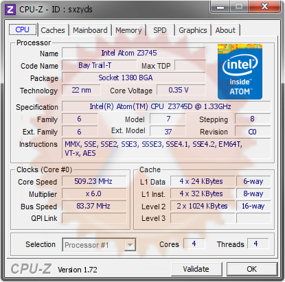 screenshot of CPU-Z validation for Dump [sxzyds] - Submitted by  IMTECH  - 2015-03-03 09:03:58