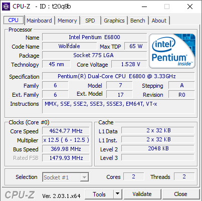 screenshot of CPU-Z validation for Dump [t20q8b] - Submitted by  DESKTOP-K3UV7SP  - 2022-12-01 14:30:15