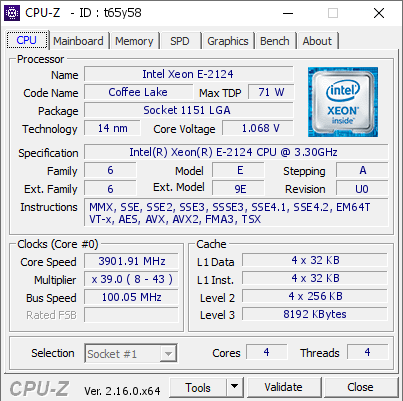 screenshot of CPU-Z validation for Dump [t65y58] - Submitted by  Anonymous  - 2025-09-11 06:15:30