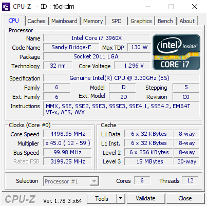 screenshot of CPU-Z validation for Dump [t6qkdm] - Submitted by  pentium4 531 Overclocker  - 2017-02-25 00:18:31