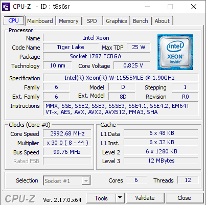 screenshot of CPU-Z validation for Dump [t8s6sr] - Submitted by  DESKTOP-TM2JACK  - 2026-01-07 11:08:52