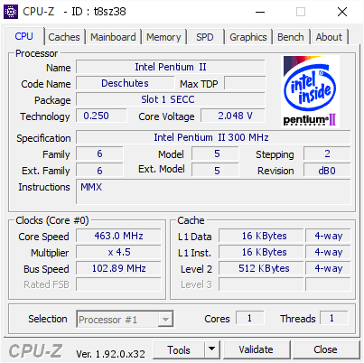 screenshot of CPU-Z validation for Dump [t8sz38] - Submitted by  xDJoelDx  - 2020-05-23 19:16:22