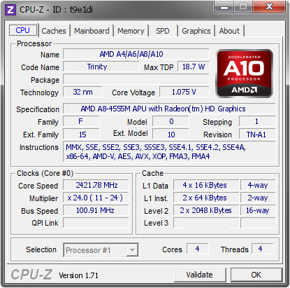 screenshot of CPU-Z validation for Dump [t9e1di] - Submitted by  ALEX  - 2014-11-19 10:11:09