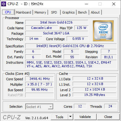 screenshot of CPU-Z validation for Dump [t9m24x] - Submitted by  Anonymous  - 2024-10-05 05:11:10