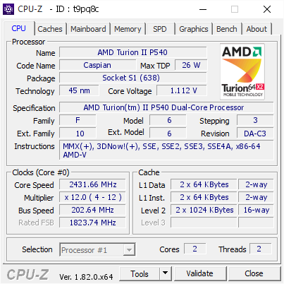 amd turion ii p540 processor