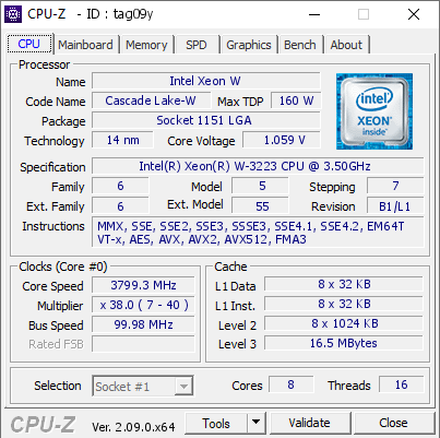 screenshot of CPU-Z validation for Dump [tag09y] - Submitted by  Anonymous  - 2024-03-25 22:02:24