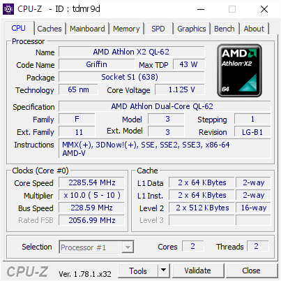 screenshot of CPU-Z validation for Dump [tdmr9d] - Submitted by  ACID-KOMPUTER  - 2017-01-16 23:50:10