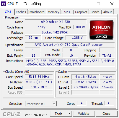 screenshot of CPU-Z validation for Dump [te3fnq] - Submitted by  DESKTOP-DV9P4AH  - 2021-08-29 07:35:47