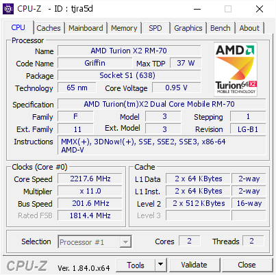 screenshot of CPU-Z validation for Dump [tjra5d] - Submitted by  DESKTOP-VEJODDO  - 2018-03-25 17:24:22