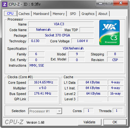 screenshot of CPU-Z validation for Dump [tk3flv] - Submitted by  kwaz2  - 2014-03-16 19:03:00