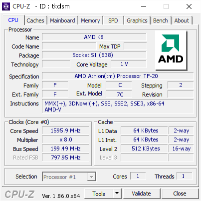 screenshot of CPU-Z validation for Dump [tkdlsm] - Submitted by  Anonymous  - 2018-09-26 16:14:22