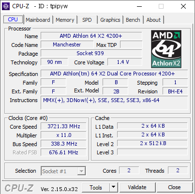 screenshot of CPU-Z validation for Dump [tpipyw] - Submitted by  Barbar0ssa  - 2026-04-19 15:36:21