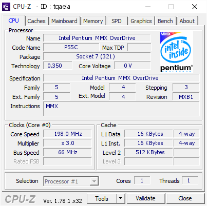 screenshot of CPU-Z validation for Dump [tqaela] - Submitted by  Anonymous  - 2017-06-15 14:45:25