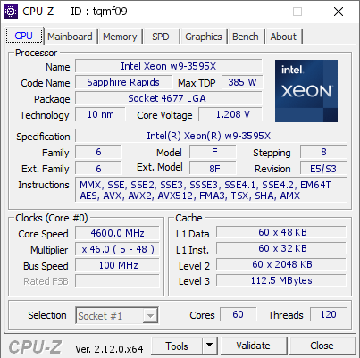 screenshot of CPU-Z validation for Dump [tqmf09] - Submitted by  LAFAISAL  - 2024-12-27 18:15:47