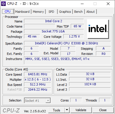 screenshot of CPU-Z validation for Dump [trr2cx] - Submitted by  Luumi  - 2026-03-01 21:58:31