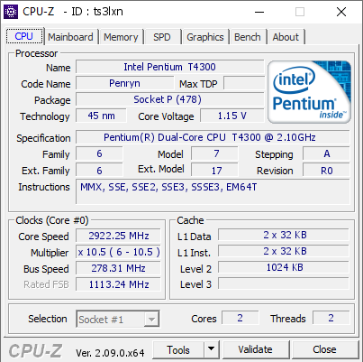 screenshot of CPU-Z validation for Dump [ts3lxn] - Submitted by  WOJTAN84-PC  - 2024-03-21 21:09:58