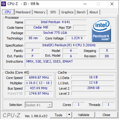 screenshot of CPU-Z validation for Dump [ttfkfe] - Submitted by  pabloscrosati  - 2024-03-24 03:05:02