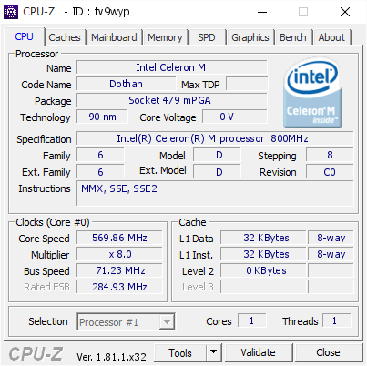 screenshot of CPU-Z validation for Dump [tv9wyp] - Submitted by  YOUR-EEEPC  - 2017-10-30 19:37:56