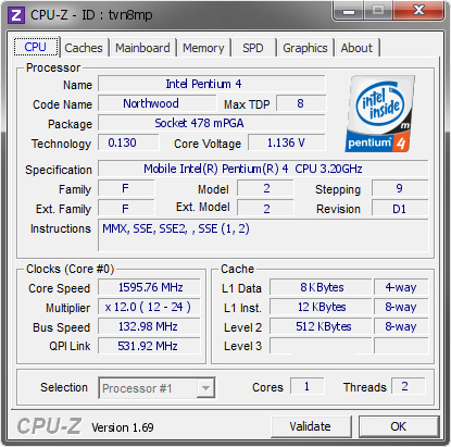 screenshot of CPU-Z validation for Dump [tvn8mp] - Submitted by  V7-PC  - 2014-07-23 08:07:44