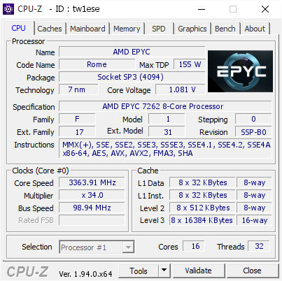 screenshot of CPU-Z validation for Dump [tw1ese] - Submitted by  Anonymous  - 2020-12-18 06:02:46
