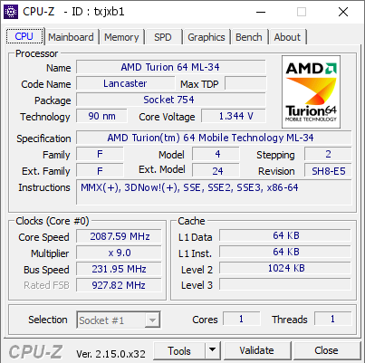 screenshot of CPU-Z validation for Dump [txjxb1] - Submitted by  TheOkMan  - 2025-07-02 19:06:32