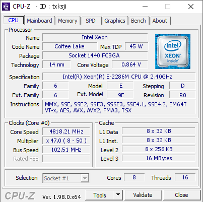 screenshot of CPU-Z validation for Dump [txksji] - Submitted by  HCFD  - 2022-01-23 15:13:20