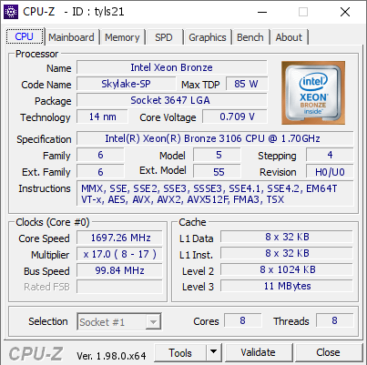 screenshot of CPU-Z validation for Dump [tyls21] - Submitted by  DESKTOP-KKFCLKK  - 2021-12-28 18:37:34
