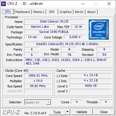 screenshot of CPU-Z validation for Dump [u0dmwt] - Submitted by  TONY  - 2025-06-25 10:55:43