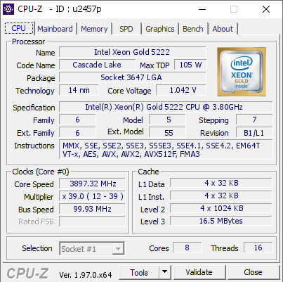 screenshot of CPU-Z validation for Dump [u2457p] - Submitted by  Anonymous  - 2021-10-19 02:06:21