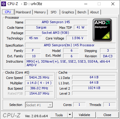 screenshot of CPU-Z validation for Dump [u4v3bz] - Submitted by  l0ud_sil3nc3  - 2024-03-15 05:39:05