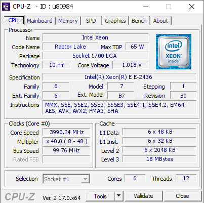 screenshot of CPU-Z validation for Dump [u80984] - Submitted by  TELECSERVER  - 2025-10-23 19:05:26