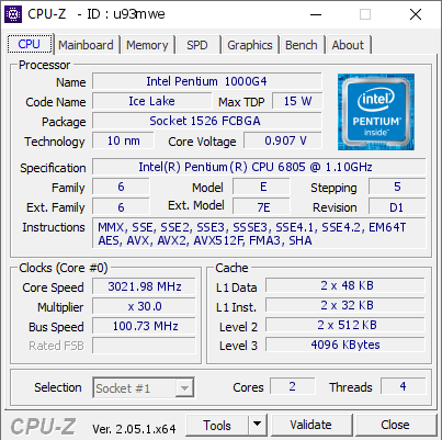 screenshot of CPU-Z validation for Dump [u93mwe] - Submitted by  DESKTOP-4QQKJUL  - 2023-08-31 21:25:11